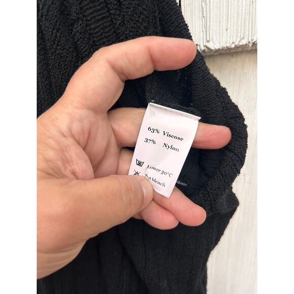 Revolve SNDYS Everyday Knit Wide Leg Pants Coverup Swim Black size L NWT - Picture 11 of 11